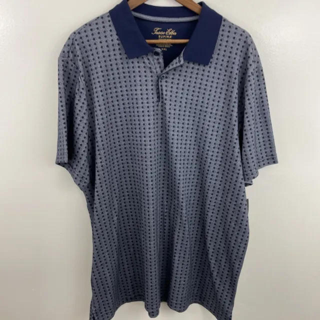 Tasso Elba Polo Shirt Men's 2XL XXL Blue Short Sleeve Supima Cotton Blend NWT