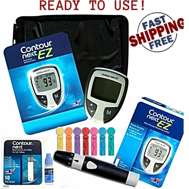 CONTOUR NEXT EZ Blood Sugar Glucose Meter Monitoring Kit System Strips