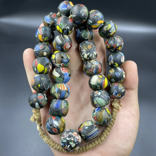 Unique Old  Ancient Phoencian Mosaic Glass Rare Beads Old Jewelry Necklace