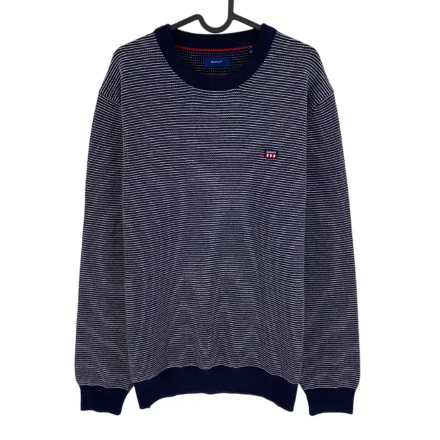 GANT Dark Grey Cotton Texture Crew Neck Sweater Pullover Size 2XL XXL