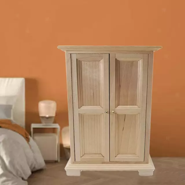 1/12 Scale Dollhouse Wooden Wardrobe Toy Furniture for Bedroom Decoration
