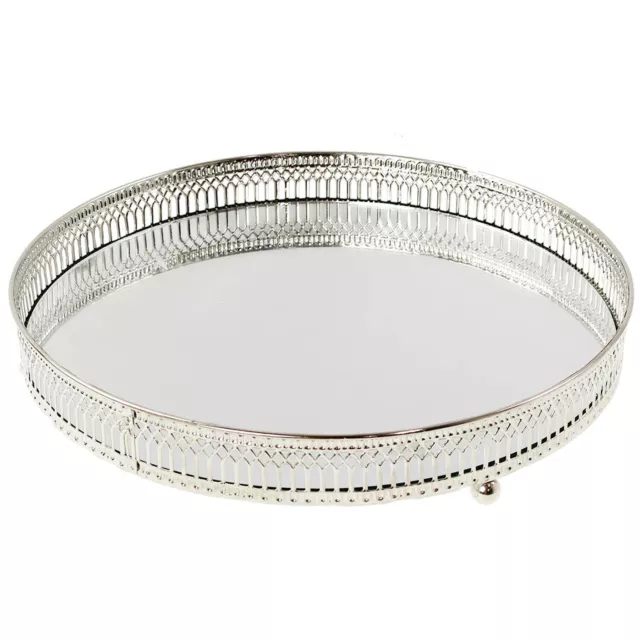 Silver Mirror Base Candle Plate Tealight Holder Decorative Tray