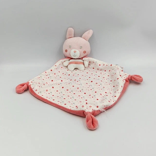 Doudou plat lapin blanc rose étoiles cape MOTS D'ENFANTS - 29921
