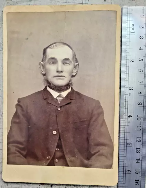 Antique Cabinet Photo- Creepy looking Guy Post Mortem-Moline, Ills.