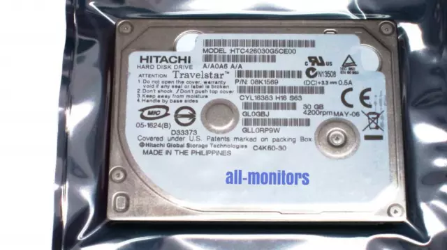 New/Sealed 1.8" Hitachi 30gb ZIF Hard Drive iPod/Creative Zen M/W