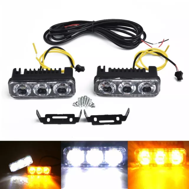 Lumières DRL de voiture design compact avec clignotant ambré 2 pièces 3 LED b