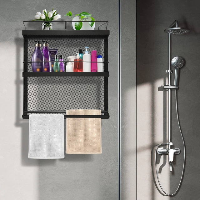 Estante de baño fijado a pared de 2 animales + estante de toallas de metal 51cm para baño