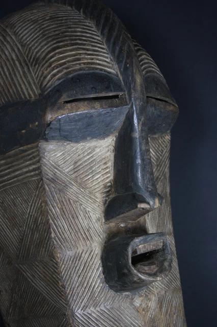 Large 19.7" African Female KIFWEBE Mask on stand - SONGYE - DR Congo, TRIBAL ART