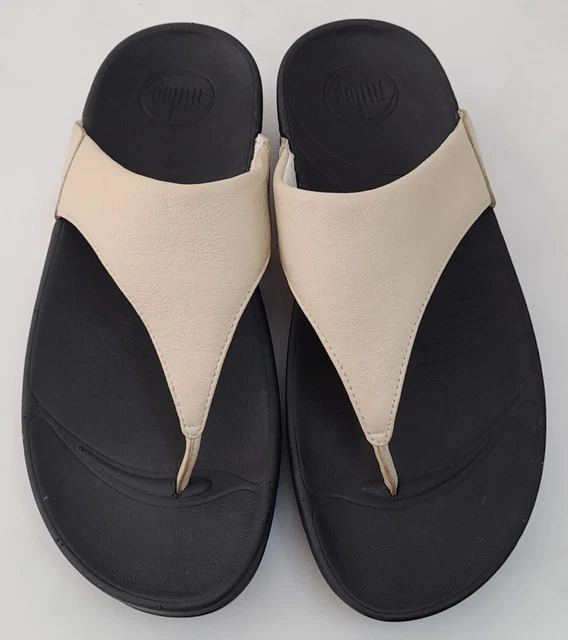 Fitflop Lulu Size 5/38 Urban White Leather Flip Flops Vgc Free P&P