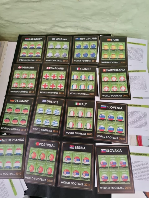 2010 World Cup   U/M  Mint Gambia Stamp Mini Sheets, 16 Teams. With info   Cards