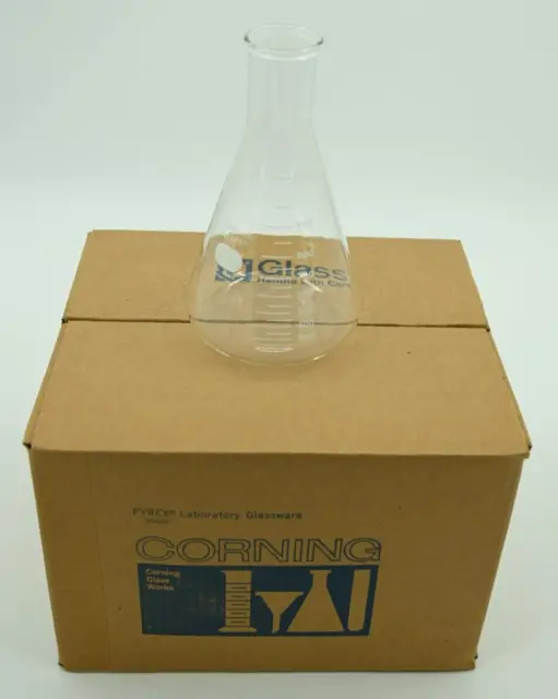 Case of (6) 1000 mL Pyrex/Corning Erlenmeyer Flask-Narrow Mouth HD Rim NEW