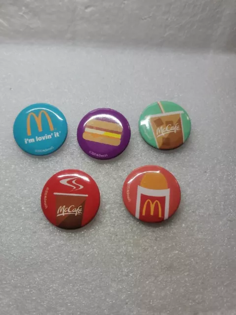 McDonald's Lot of 5 Buttons Breakfast Coffee Iced Coffee Hash Brown McMuffin