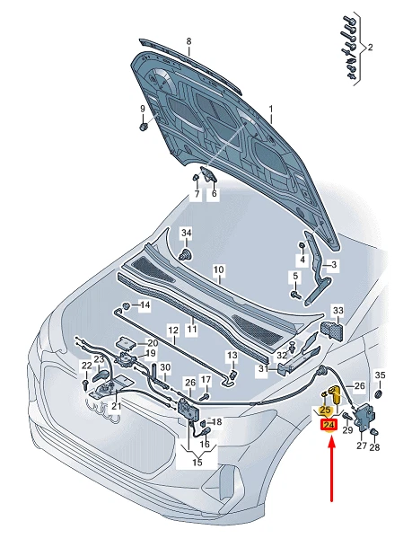 Poignée Déverrouillage Capot VIFER - Compatible Golf MK4, Beetle, Skoda, Seat - Référence 1J1823633A