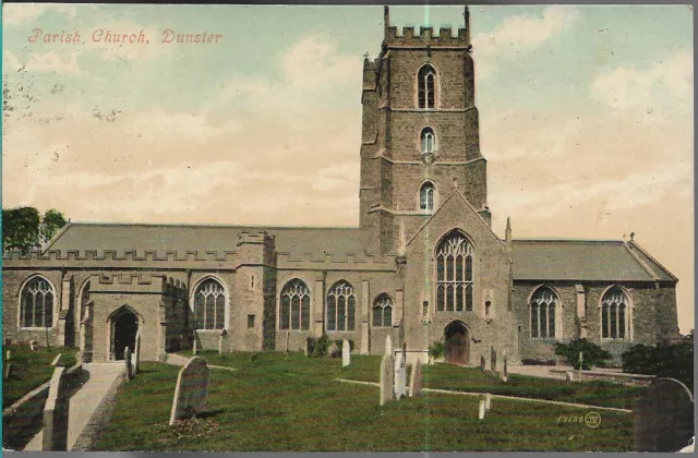 Very Nice Scarce Old Postcard - Parish Church - Dunster - Somerset  1911