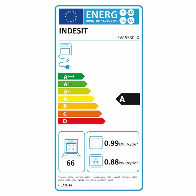 Four Électrique Encastrable Indesit IFW 5530 IX Inox Aéré 66 Litres Classe A 2