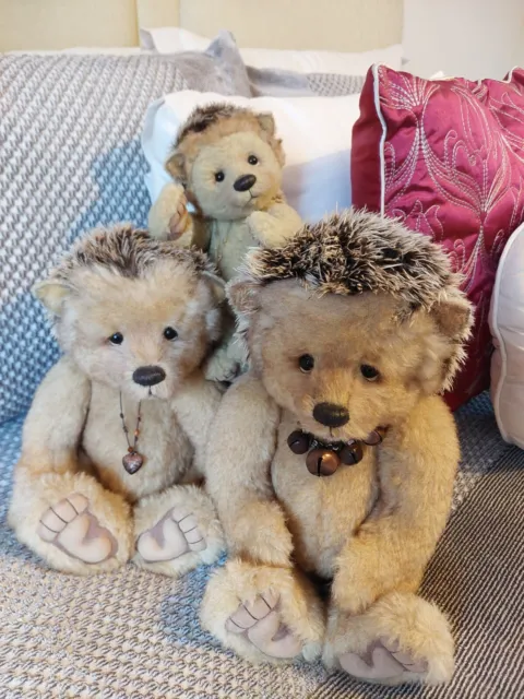 Charlie Bears Isabelle Collection Hedgehog Family Prickle, Spike & Ouch Rare