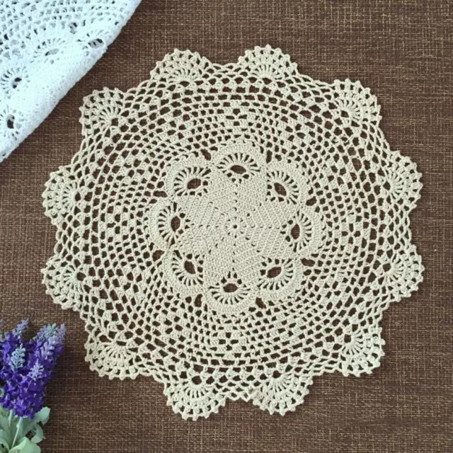 40cm Vintage Hand Crochet Cotton Lace Flower Doily Round Table Cloth Mat Wedding 3