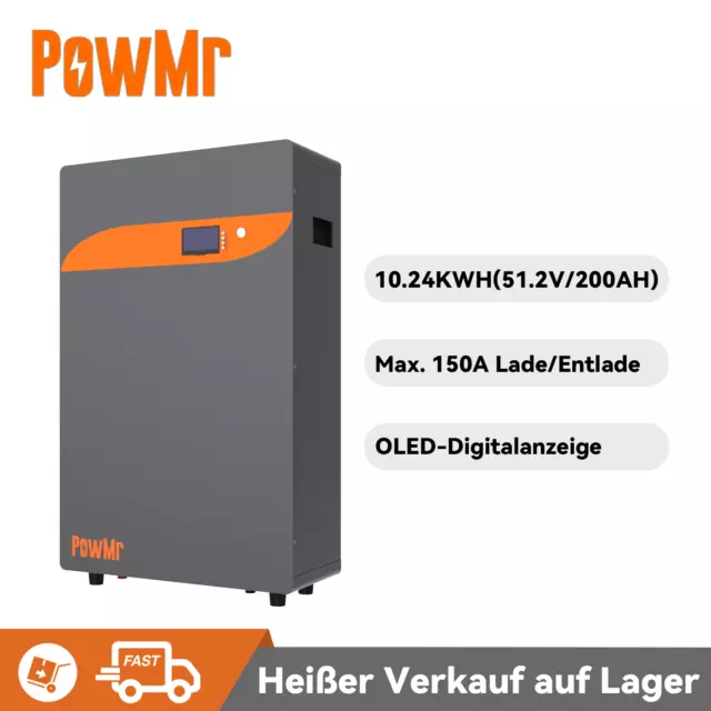 10.24 kWh 51.2V Entladestrom 150 Speicher PV Solar LiFePO4 Lithium Stromspeicher