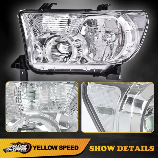 Fit For Toyota 07-13 Tundra 08-17 Sequoia Chrome Housing Headlights Left & Right