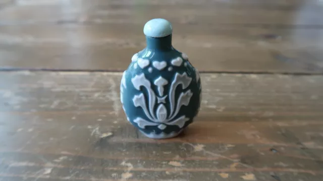 Antique Overlay Glass Snuff Bottle Jar 2.25"