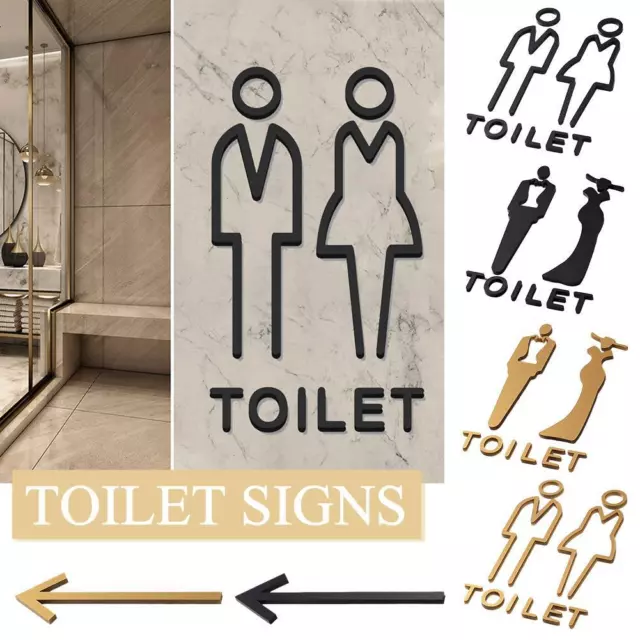 Woman & Man Acrylic Toilet Door Sign Restroom WC Bathroom Door Signs Plaques ξй