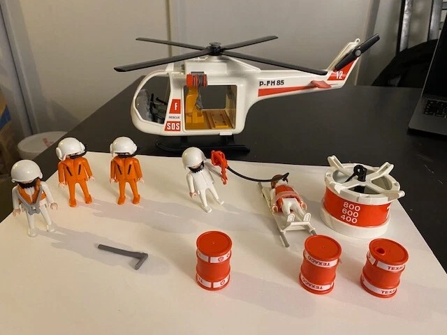 Playmobil Hélico De Sauvetage 3789 – Boîte Vintage Années 80, Ancien