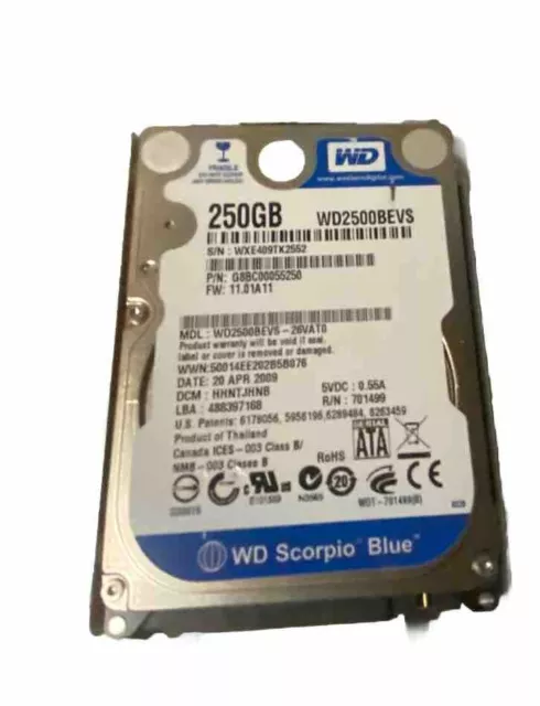 Western Digital 250GB WD2500BPVT 5400RPM 2.5" SATA Laptop HDD Hard Disk Drive