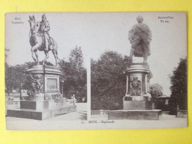 1920 cpa Lorraine METZ Moselle ESPLANADE Yesterday and Today To Day