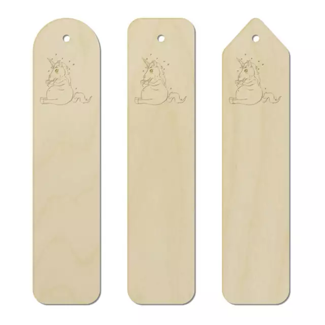 3 x 'Chubby Unicorn' Birch Bookmarks (BK00021851)