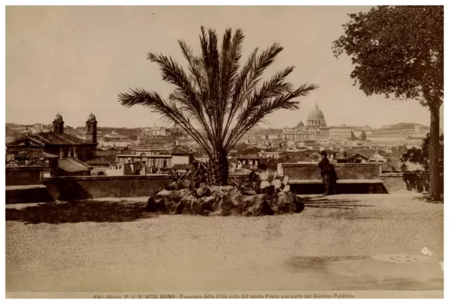 Italie, Roma, panorama della Citta visto dal monte Pincio Vintage albumen print,