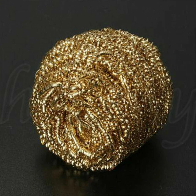 Soldering Solder Iron Tip Cleaner Brass Cleaning Wire Sponge Ball Gold 5.8*4.4cm