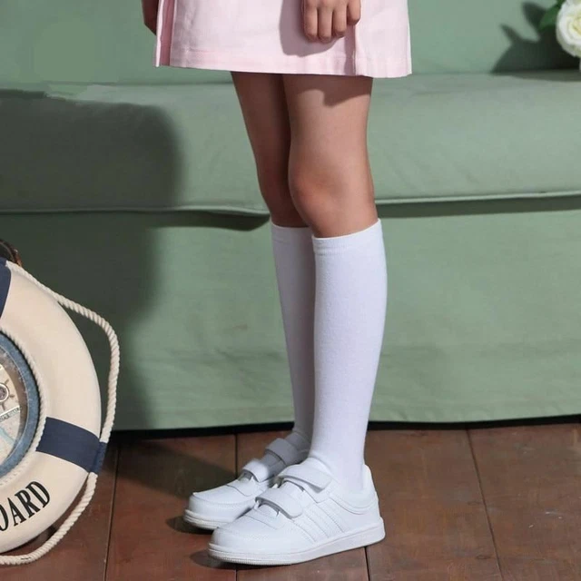 1 Paire Enfants Garçons Filles Long Tube École Uniforme Blanc Genou Haut Socks L