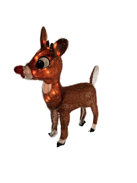 RUDOLPH RED NOSED Reindeer Flashing Nose Christmas Outdoor Decor Yard 18 Prelit $19.98 - PicClick