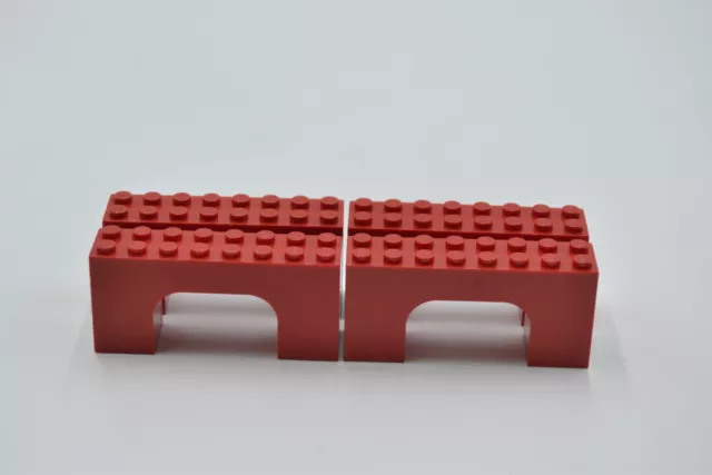 LEGO 4 X Arco Pietra Ponte Rotondo Rosso Mattone Arco 2x8x3 4743