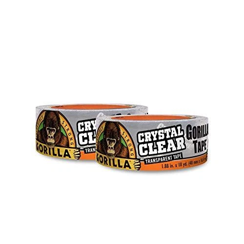 Gorilla Crystal Clear Repair Duct Tape, 1.88” x 18 yd, Clear, (Pack of 2)