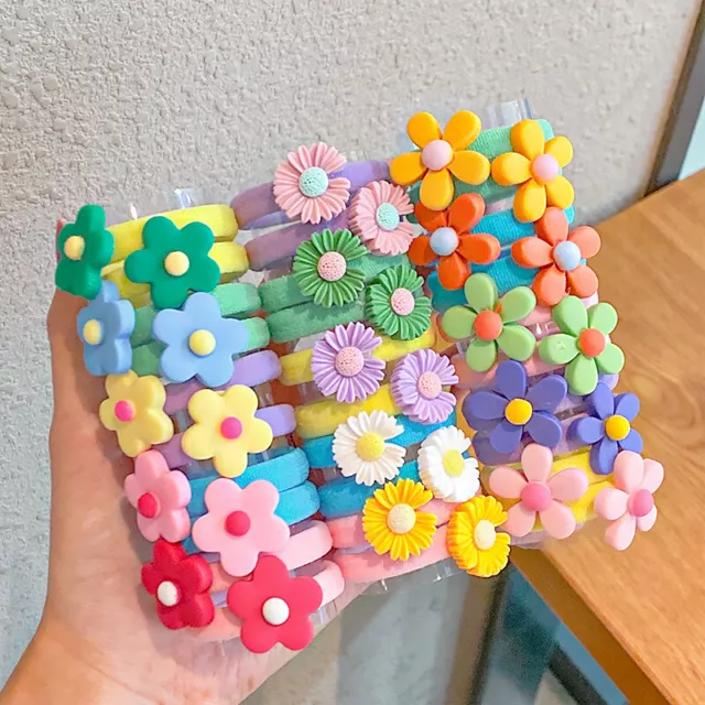 10Pcs Girls Hair Ties Cute Elastic Hair Rubber Bands Ponytail Holder Hair Ropes