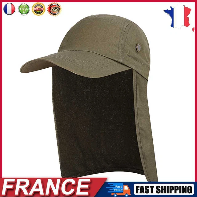 Unisex Fish Hat Sun Visor Cap Sun Protect with Ear Neck Cover (Army Green) fr