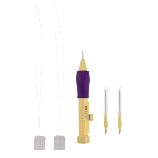 Pluma bordada punta de aguja herramienta de tejido kit de costura accesorio (púrpura) *Z