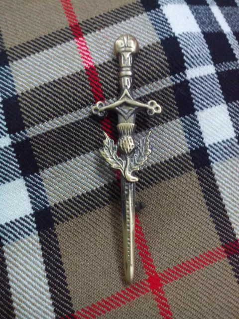 UK Scottish Thistle Kilt Pin Brass Antique Finish/Thistle Kilt Pin Antique 4"