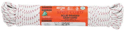 Interlocked Sash Cords, 525 Lb Cap., 100 Ft, Cotton, White Samson Rope Samson
