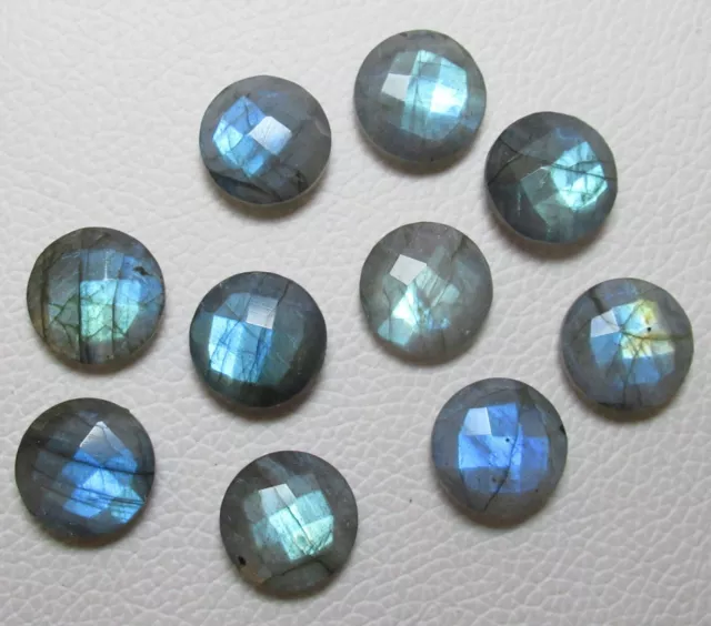 Labradorite 9 mm Round Shape Checker Cut Briolette Loose Gemstone Cabochon