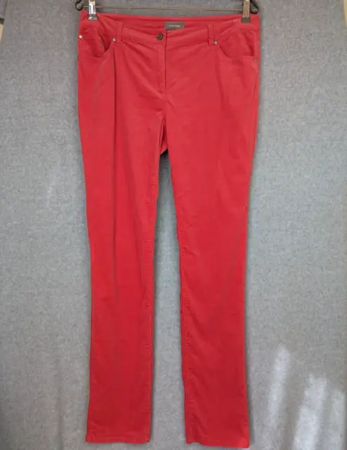 Sussan Pants Womens 12 Coral Red Lightweight Corduroy Mid Rise Tapered Stretch