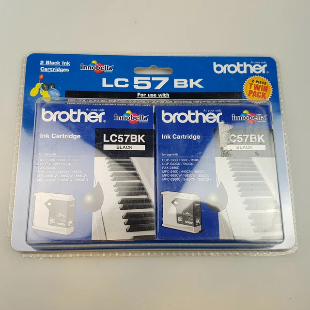 2 x Twin Packs - Brother LC57BK Black Ink Cartridge  DCP 130C 330C 540CN 560CN