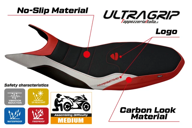 Housse De Selle Ultra-Grip Pour Ducati Hypermotard 821/939/SP - Tappezzeria Italia