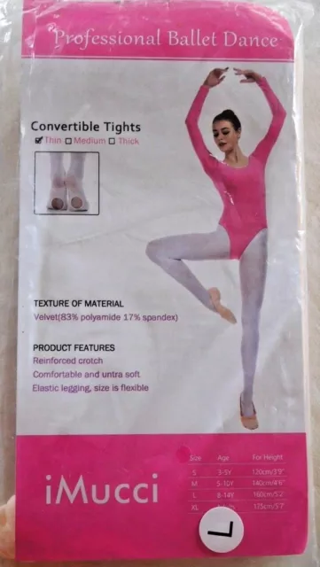 PROFESSIONAL BALLET DANCE Tights Convertible Imucci Large 8-14Y
