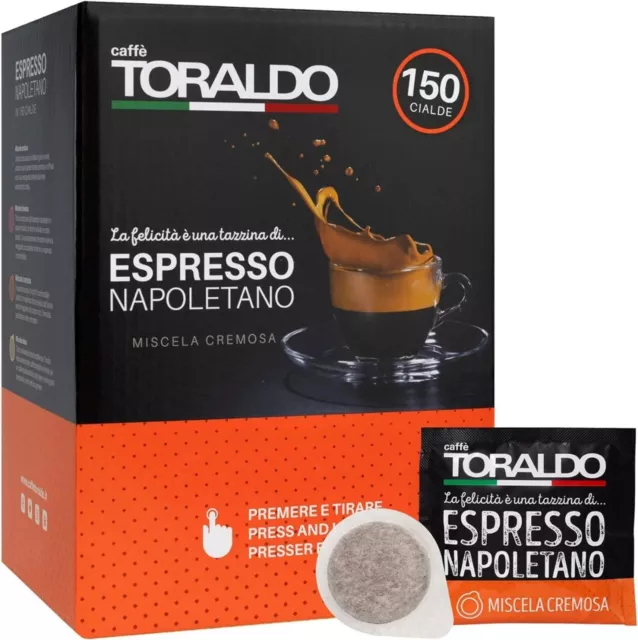 Cialde Caffè Offerta 150 cialde Toraldo Filtrocarta ESE 44 mm Miscela  Cremosa