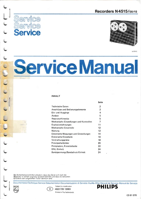 Manuel D'instructions Philips PM5638 - Guide D'entretien Et Service - Occasion Bon état
