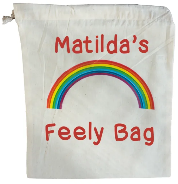 Personalised Rainbow Feely Drawstring Bag
