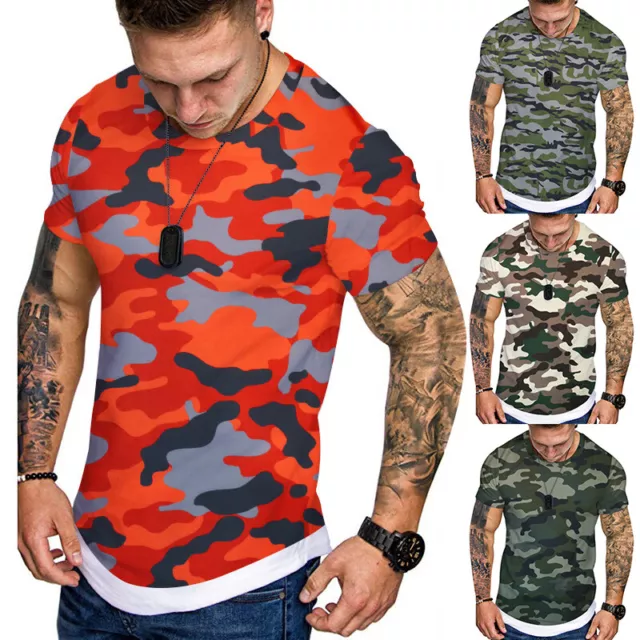 Camiseta De Camuflaje Para Hombre Camiseta Militar De Combate Caza Pesca <
