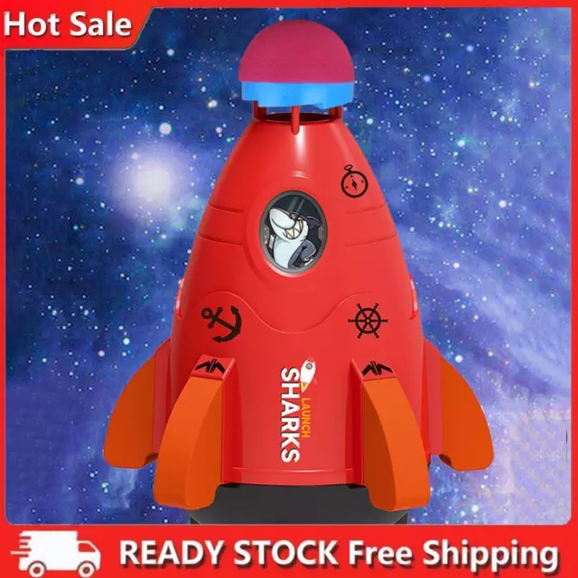 Space Rocket Sprinklers Rotating Water Powered Launcher Summer Fun Toys (Red)